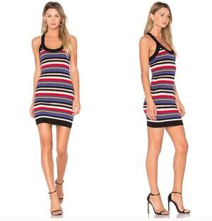 NBD | Jenna Dress in Sand dune stripe Racerback Mini Dress | Medium